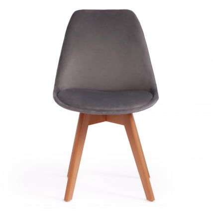 Стул ТУЛИП СОФТ (мод. 74) / 1 шт. в упаковке вельвет/дерево , 54 х 47 х 83 см , светло-серый (ХЛР19)/натуральный / TULIP SOFT (mod. (HLR19)/натуральный_4