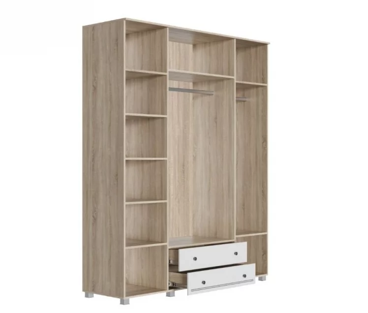 Шкаф четырехстворчатый Мадлен 06 Дуб сонома светлый Ясень белый Золото_1