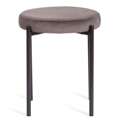 Табурет РЕВО (мод. 7034) ткань/металл, 44 х 44 х 47 см, темно-серый баркхат 14/черный / REVO (mod. barkhat_1
