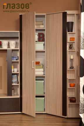 Гостиная композиция 6 Берлин Ясень Шимо светлый/Шоколад Глянец / Berlin_1