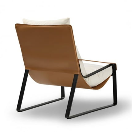 Кожаное кресло ЕРК-ЛC03-ГЙ, коричневое, белое / ERK-LC03-GY,_3