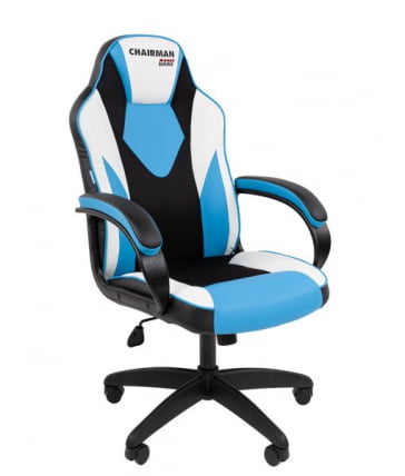 Кресло геймерское CХАИРМАН ДРАЙВ (ГАМЕ) 17 черный/голубой/белый / CHAIRMAN (GAME)_0