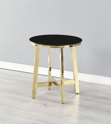 Журнальный стол АЛЬБА 50кс50 Золото (стекло черное) / 50x50_1