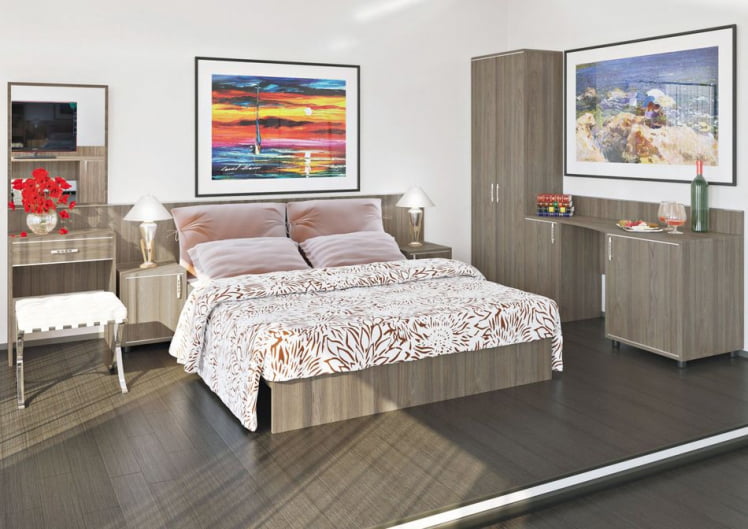 Кровать с ортопедическим основанием и изголовьем ЛИГХТ С-КИ-160 Вяз Благородный / LIGHT_1