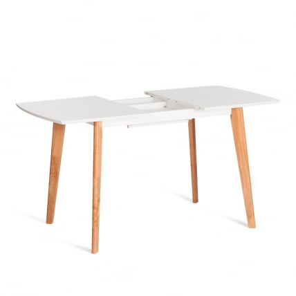 Стол обеденный раскладной Cлаире столешница МДФ, опоры дерево гевея, белый / натуральное дерево, 110+30 кс 75 кс 75см / Claire x x_11