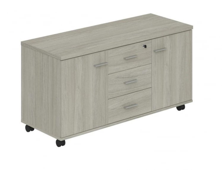 Тумба опорная (мобильная) с 3 ящиками и 2 распашными фасадами Винг ВН.202.ОЛ Дуб светлый / Wing WN.202.OL_0