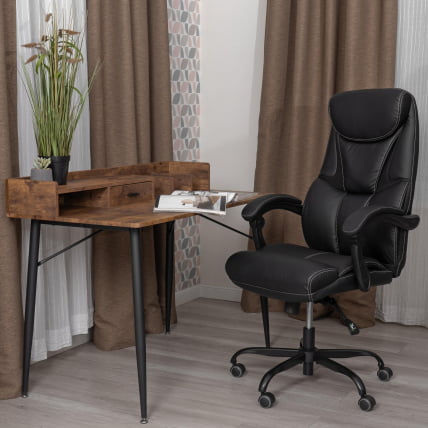 Кресло руководителя Камбридге металБЛ кож/зам/ткань, черный/черный, 36-6/11 / Cambridge metalBL_15