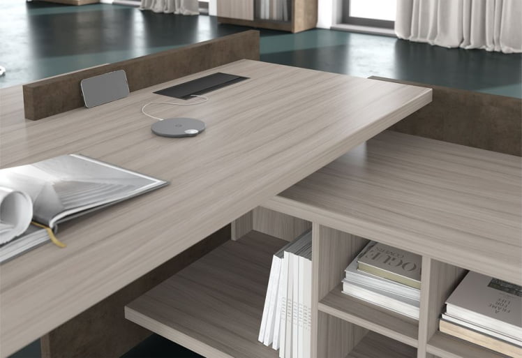 Стол руководителя правый ВООД&СТОНЕ СФ-531202 Дрифтвуд Бетон Чикаго темный / WOOD&STONE_3