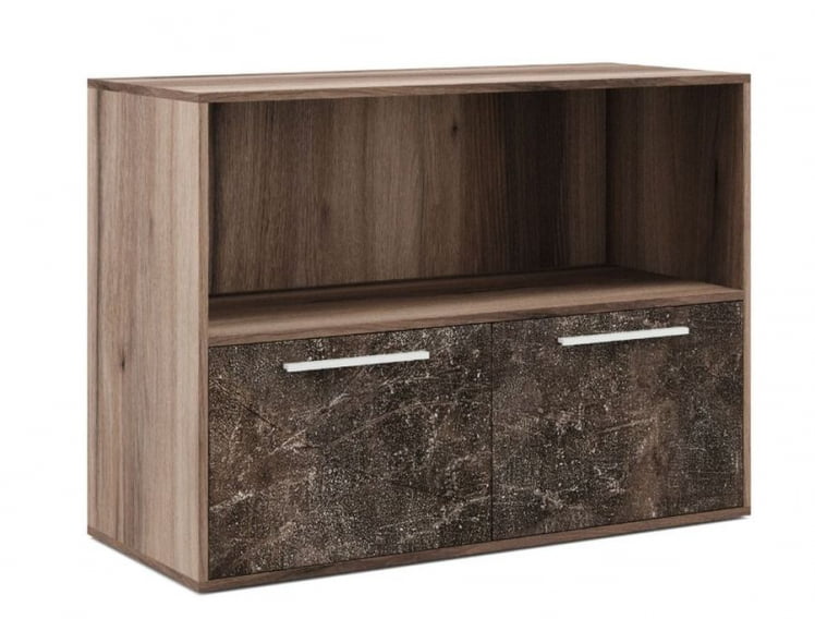 Шкаф низкий с горизонтальной нишей Б-ТОНЕ БТН36154042 Вяз Бетон темный / B-TONE BTN36154042_0