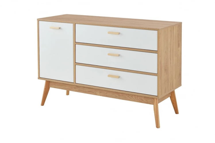 Комод Калгари 1200 Дуб натуральный светлый/белый матовый_0