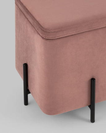Пуф Грейс квадрат с ящиком велюр Пыльно-розовый_3