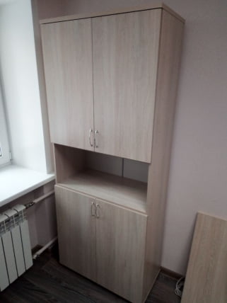 Шкаф высокий закрытый с нишей Твин 16.16.151 Дуб Сантана светлый / Twin_2