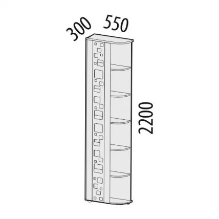 Стеллаж угловой (левый/правый) Мегаполис 55.05 Сосна Астрид_1