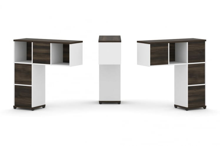 Надставка на стол низкая двухсторонняя + задняя стенка (5 шт.) + блок с 2-мя ящиками (2 шт.) CОНCЕПТ CН.ДНН-003 Дуб Мали Белый бриллиант Черный металл / CONCEPT CN.DNN-003_0