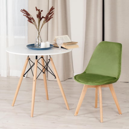 Стул ТУЛИП СОФТ (мод. 74) / 1 шт. в упаковке вельвет/дерево , 54 х 47 х 83 см , зеленый (ХЛР 54)/натуральный / TULIP SOFT (mod. (HLR_8