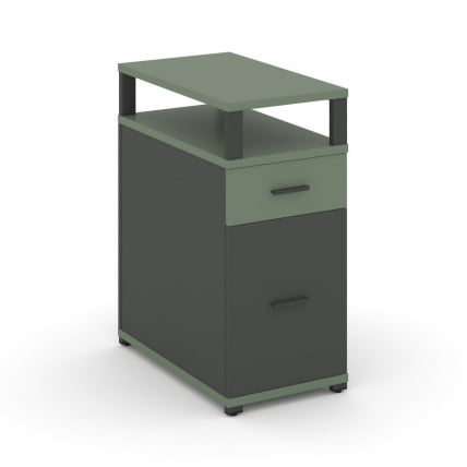 Тумба опорная/приставная с ящиком, распашным фасадом и надставкой CОНCЕПТ CН.ТГО-006 Б/В Кобо Антрацит / CONCEPT CN.TGO-006 B/W_0