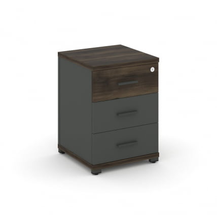 Тумба опорная/приставная с 3-мя ящиками CОНCЕПТ CН.ТУО-001 Б/В Дуб Мали Антрацит / CONCEPT CN.TUO-001 B/W_0