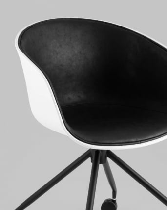 Кресло офисное ЛИБРА пластик белый экокожа черная на колесиках / LIBRA_1