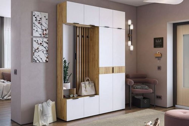 Антресоль двухдверная Бери МПР-025 Дуб крафт золотой/белое дерево / MPR-025_4