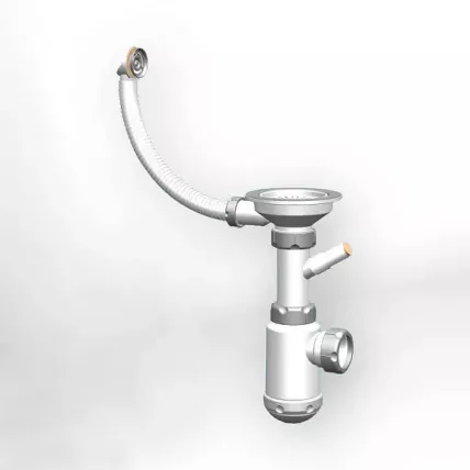 Сифон ГРАНД 3 1/2 с круглым переливом и винтом металл. с отводом (С.Н. 311-11-24) / GRAND_0
