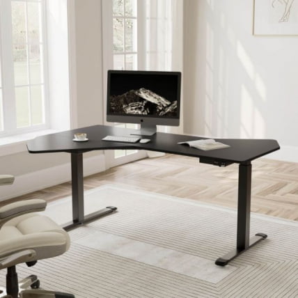 Стол компьютерный с электроприводом Еурека ЕРК-ЕДИ-ФС-МСВ (Фан шапед), черный / Eureka ERK-EDI-FS-MSW (Fan shaped),_7