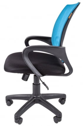 Кресло оператора CХАИРМАН 696 Черный пластик (блаcк) Голубой / CHAIRMAN (black)_1