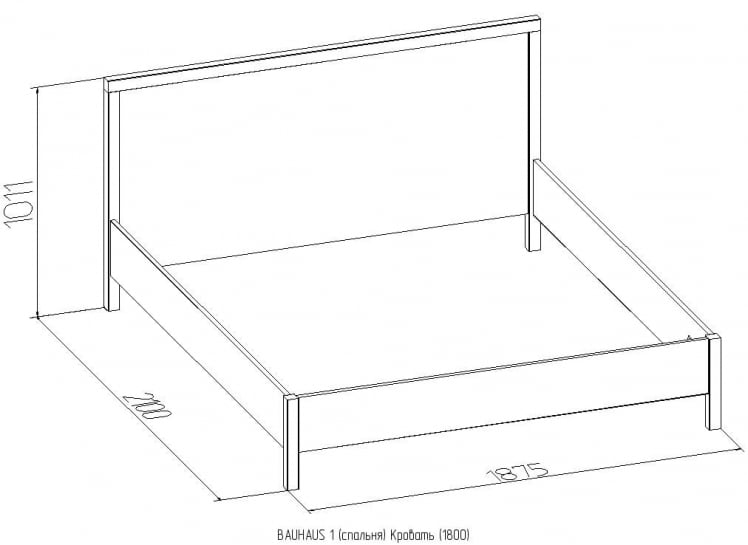 Кровать (1800) БАУХАУС 1 Дуб Сонома/Орех шоколадный(спальня) / BAUHAUS_1