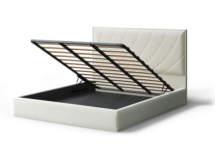 Кровать СОФИЯ 2000*1200мм (без опор), велюр Бренди лайт 02 (серо-белый), (б/основания, б/матраса)_2