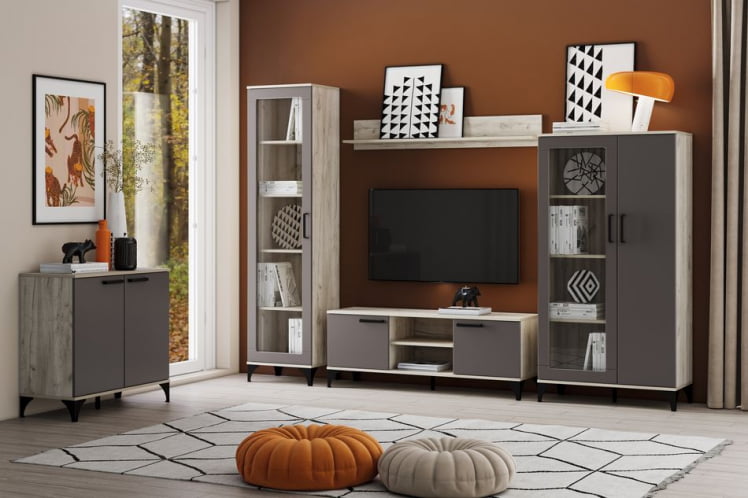 Тумба Марсель НМ 013.78 Софт Графит Дуб Крафт серый_2