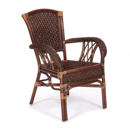 Комплект обеденный АНДРЕА ГРАНД (стол со стеклом+6 кресел+ подушки) Пекан Вашед (античн. орех), Ткань рубчик, цвет кремовый / ANDREA GRAND Pecan Washed_4