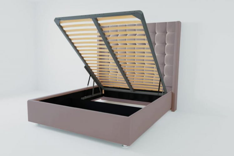 Мягкая интерьерная кровать &куот;Венеция Люкс&куот; с подъемным механизмом Материал фасада: Велюр; Спальное место: 2000х2000 мм; Цвет фасада: Темно серый; Цвет корпуса: Темно серый / "Венеция Люкс"_0