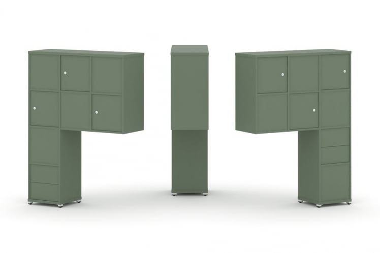 Надставка на стол высокая двухсторонняя + задняя стенка (8 шт.) + блок с 2-мя ящиками (2 шт.) + распашной фасад (6 шт.) CОНCЕПТ CН.ДНВ-004 Кобо Белый металл / CONCEPT CN.DNV-004_0