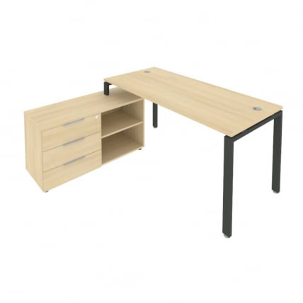 Рабочая станция на П-образном м/к с опорной тумбой левая Метал Сйстем Б.РС-СТС-2.4 Л Акация/Антрацит / Metal System_0