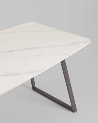 Стол обеденный Вермонт 140*80 см керамика белая ножки серые / Vermont_4