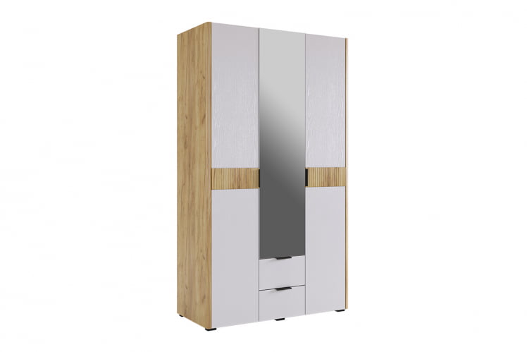 Шкаф трехдверный (зеркало) Адам МСА-05 дуб крафт золотой/белое дерево / MSA-05_0