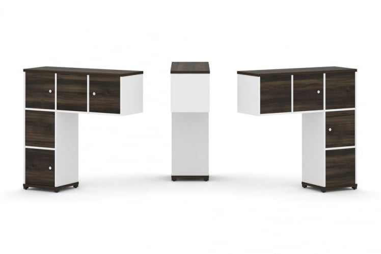 Надставка на стол низкая двухсторонняя + задняя стенка (5 шт.) + распашной фасад (5 шт.) CОНCЕПТ CН.ДНН-007 Дуб Мали Белый бриллиант Черный металл / CONCEPT CN.DNN-007_0