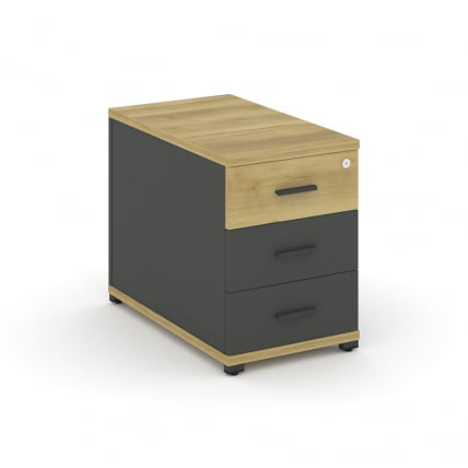 Тумба опорная приставная с 3-мя ящиками CОНCЕПТ CН.ТГО-001 Б/В Дуб Винченцо Антрацит / CONCEPT CN.TGO-001 B/W_0