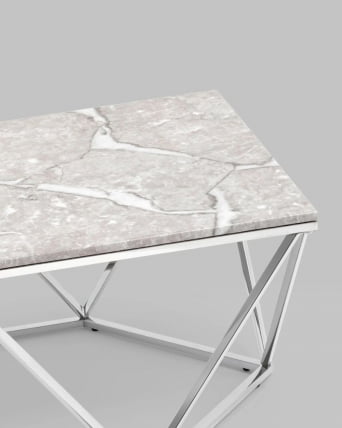 Журнальный столик Авалон силвер 122*66 Серый мрамор / silver_3