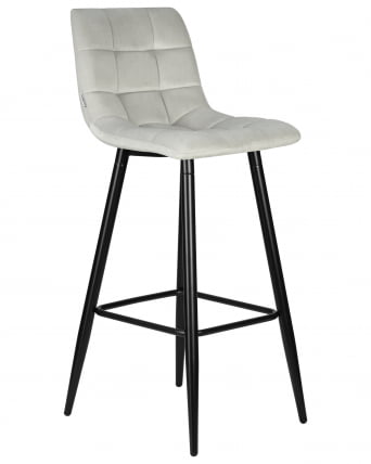 Стул барный ДОБРИН НИCОЛЕ (черные матовые ножки, светло-серый велюр (108-52)) / DOBRIN NICOLE_1