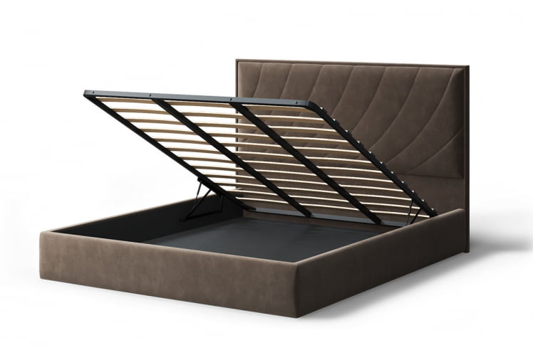 Кровать СОФИЯ 2000*1200мм (без опор), велюр Бренди лайт 29 (коричневый), (б/основания, б/матраса)_2
