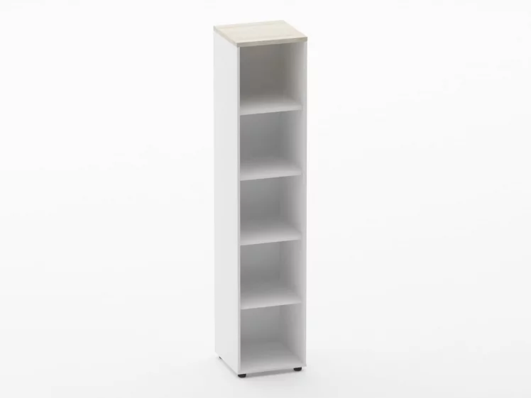 Шкаф 4 узкий открытый Дека 10.19.10 Дуб Сантана светлый/Белый / Deka_0