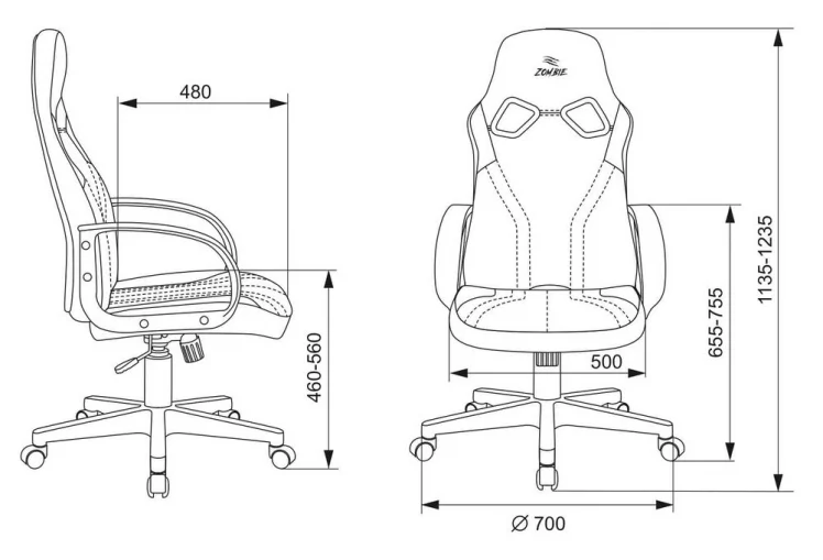 Геймерское кресло Бюрократ ЗОМБИЕ РУННЕР Белый-голубой / ZOMBIE RUNNER_18