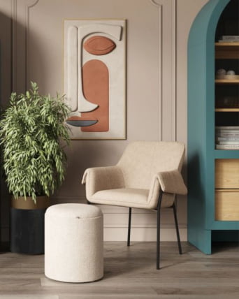 Пуф-столик с ящиком Хюгге С букле бежевый / S_3