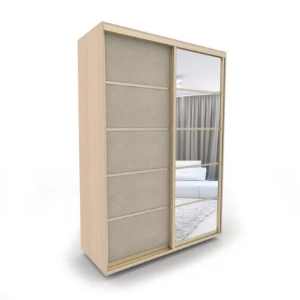 Шкаф-купе 2-х дверный Акцент-Квадро КЛ 1400х600 Дуб молочный/Золото_0