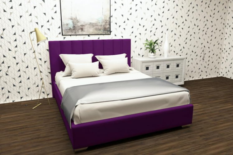 Мягкая интерьерная кровать Терра с ортопедическим основанием Цвет фасада: Фуксия; Материал фасада: Металл/Велюр; Спальное место: 1200х2000 мм_0