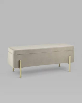 Банкетка с ящиком Болейн голд велюр Бежевый / gold_1