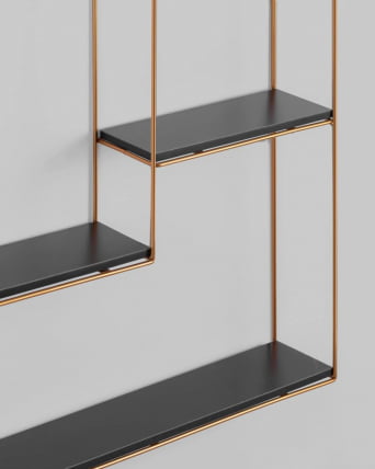 Полка Скуаре золотая Черный мрамор / Square_3