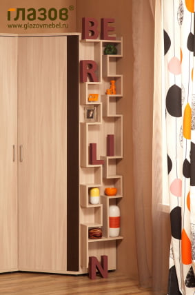 Гостиная композиция 6 Берлин Ясень Шимо светлый/Шоколад Глянец / Berlin_2