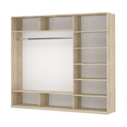 Шкаф-купе трехдверный Прайм 2100 Зеркало/Белое стекло/Зеркало Дуб сонома_1