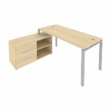 Рабочая станция на П-образном м/к с опорной тумбой левая Метал Сйстем Б.РС-СТС-2.4 Л Акация/Серый / Metal System_0